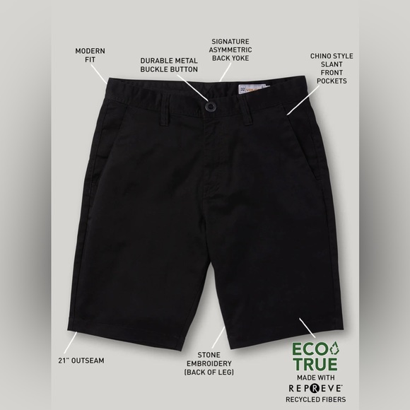 Men’s Blue Volcom Frickin Chino Shorts - Picture 2 of 4